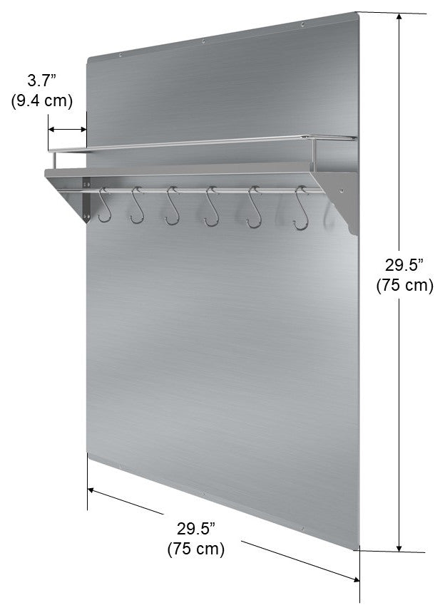 Ancona 30" Stainless Steel Backsplash with Shelf and Rack