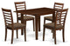 5Pc Dining Set, A Dinette Table, 4 Chairs, Linen Fabic Seat, Mahogany Finish