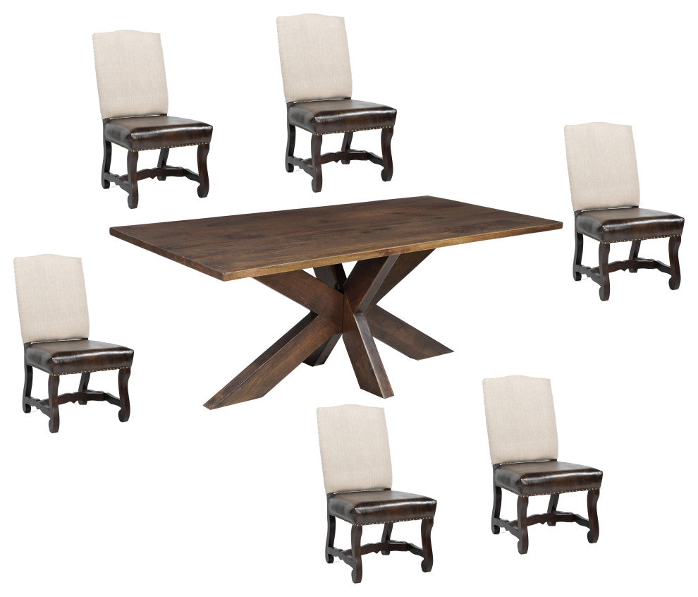 Ethan 7-piece Live Edge Solid Wood Dining Set, Beige