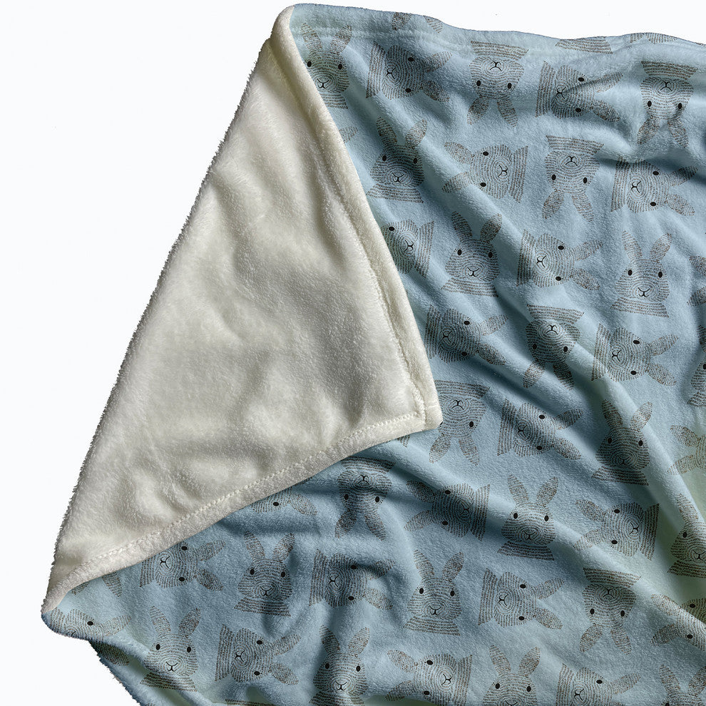 60 x 80 in Criss Cross Easter Bunnies Throw Blanket, After Rain Blue