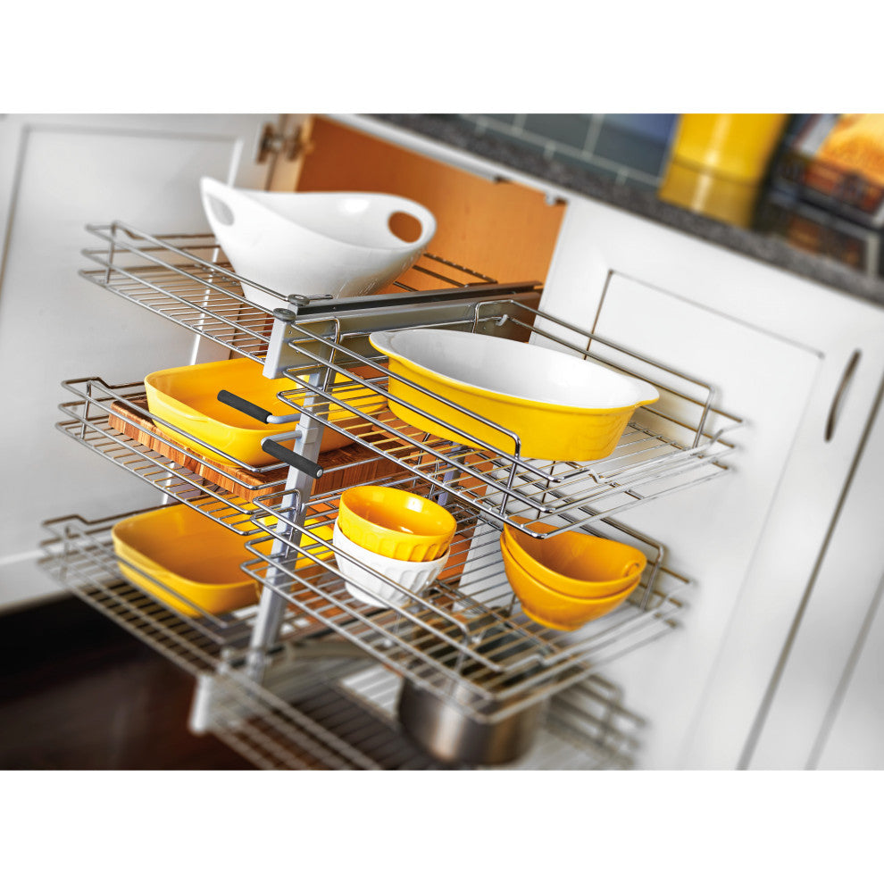 Steel 3-Tier Pull Out Organizer for Blind Corner Cabinets With Soft Close, 15"