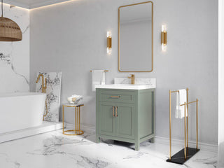 Cambridge 30" Single Sink Bath Vanity in Evergreen 2" White Quartz