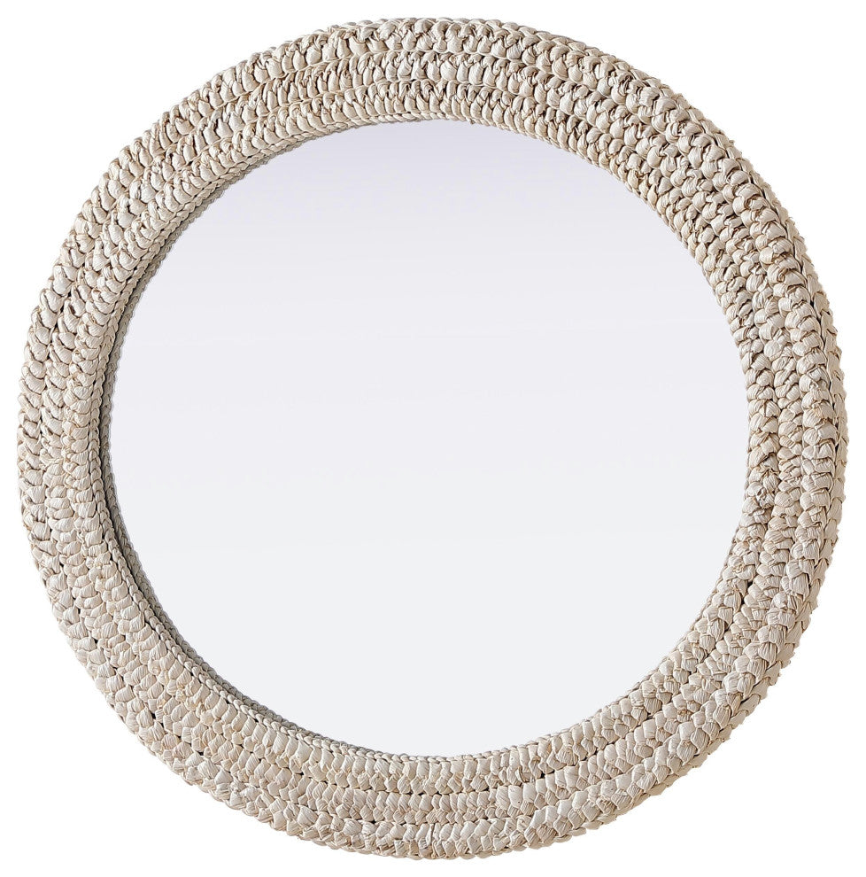 Home Living Oval Cornhusk Mirror 30x36, Linen White