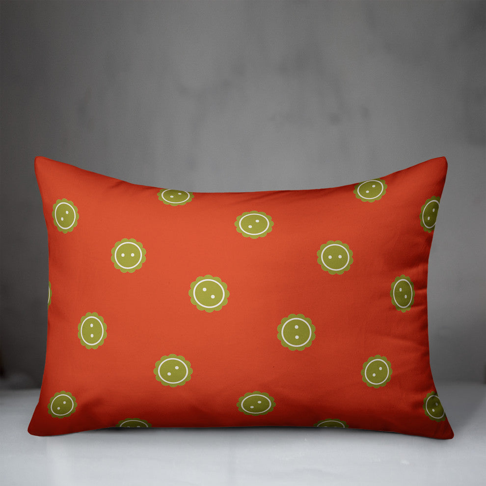 Orange Button Pattern Throw Pillow