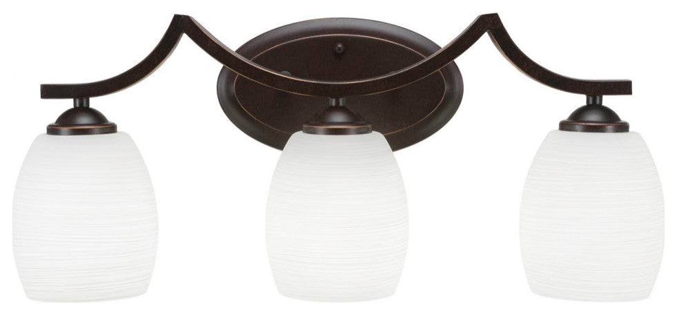 Zilo 3-Light Bath Bar, Dark Granite Finish With 5" White Linen Glass