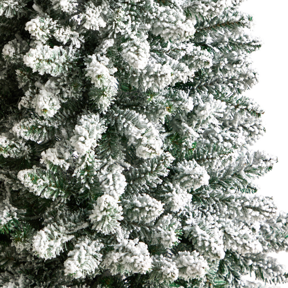 5' Slim Flocked Montreal Fir Artificial Christmas Tree, 150 Warm White LEDs