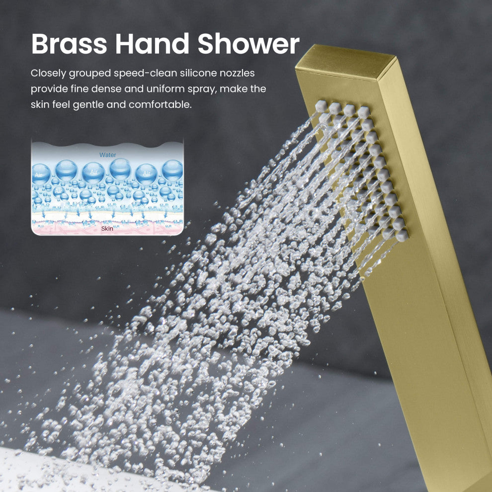 Cube 2 Function Thermostatic Shower System, Rough, Valve, Brushed Gold