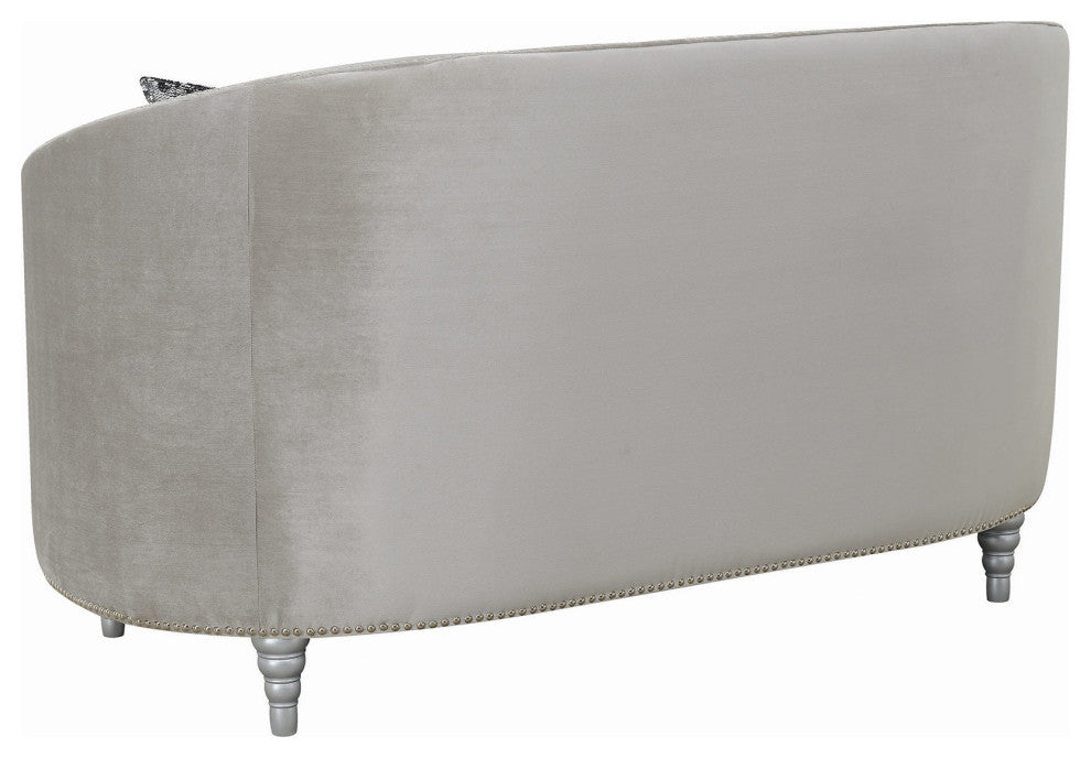 Sloped Arm Tufted Loveseat, Gray