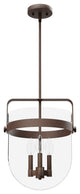 Karloff Textured Rust, Clear Glass 3 Light Pendant Ceiling Light
