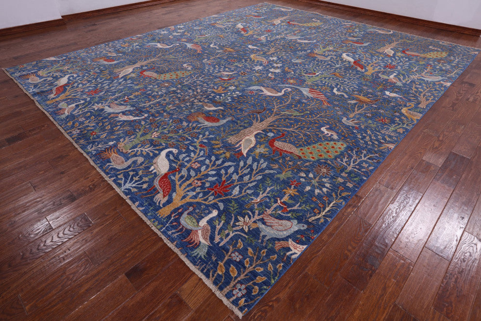 12' 0" X 14' 6" Persian Tree Of Life Design Handmade Wool Rug Q7812