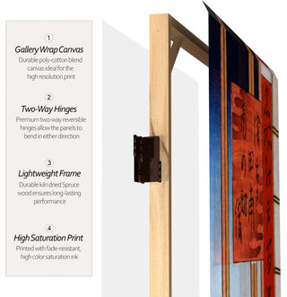 6' Tall Double Sided Hiroshige Room Divider, Asakusa Rice Field/Otsuki Plain