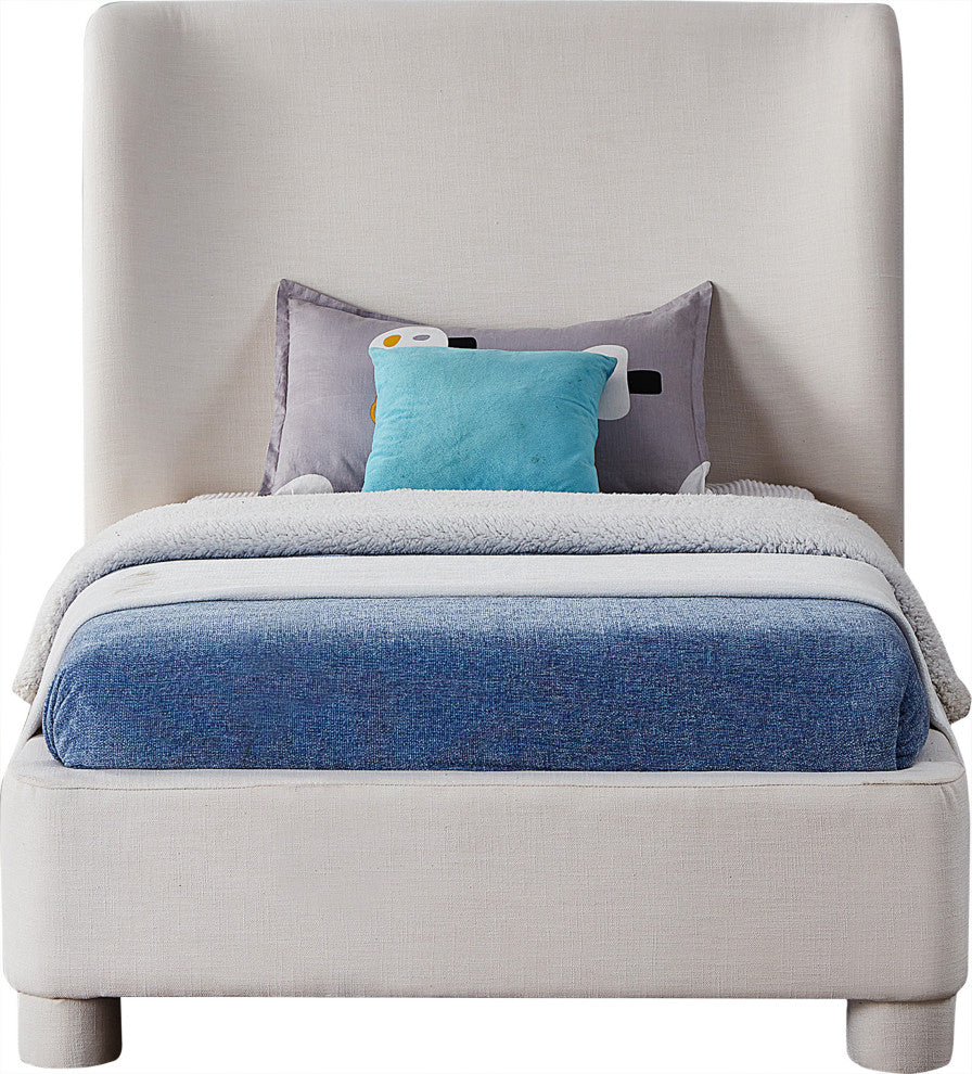 Penny Bed, Cream, Twin, Linen Textured Fabric