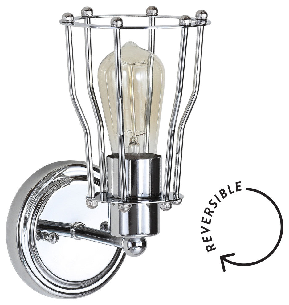 Evelyn Metal Vanity Light, Chrome, 1-Light