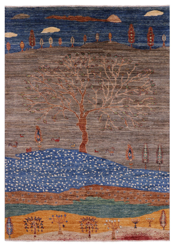 5' 9" X 8' 1" Persian Gabbeh Tribal Hand-Knotted Rug Q5288