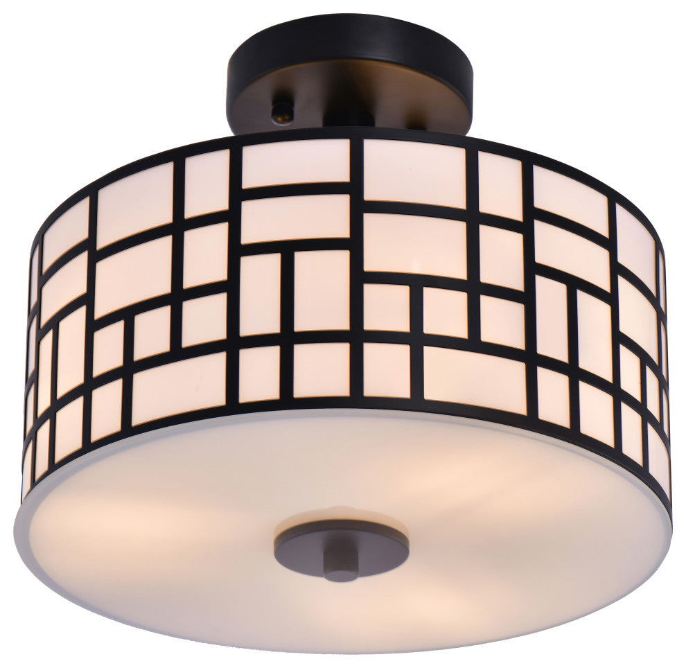 Lazzur Moselle 3 Light 12" Matte Black Semi-Flush Mount Ceiling Light