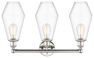 Cindyrella 3-Light 25" Bath Vanity Light, Polished Nickel, Clear Shade