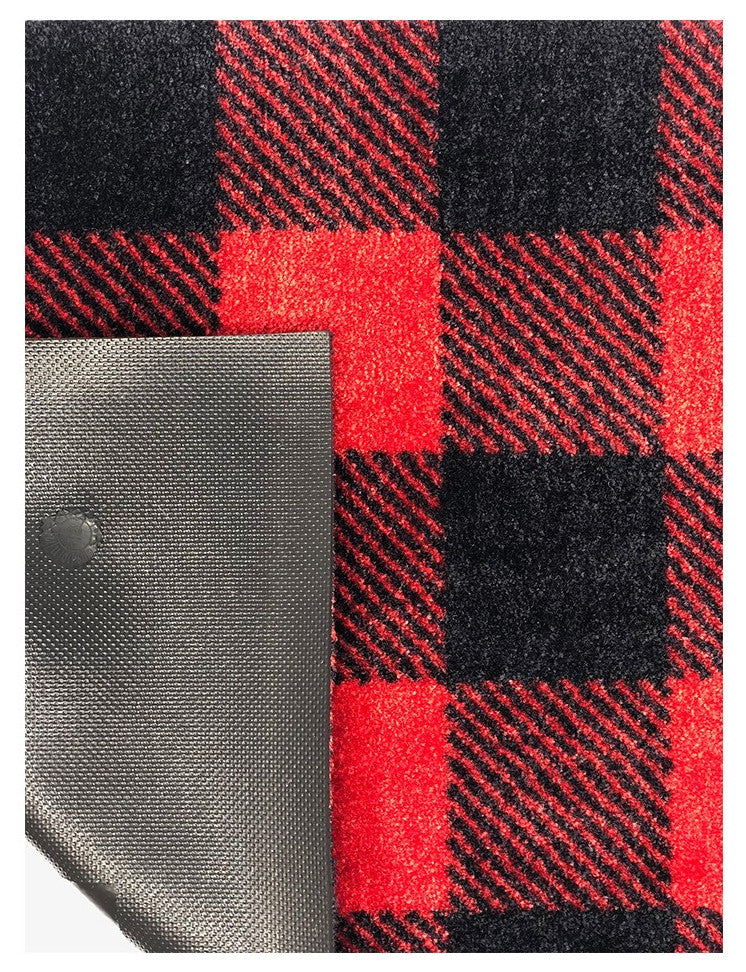 2' x 6' Black and Red Buffalo Check Washable Runner Rug