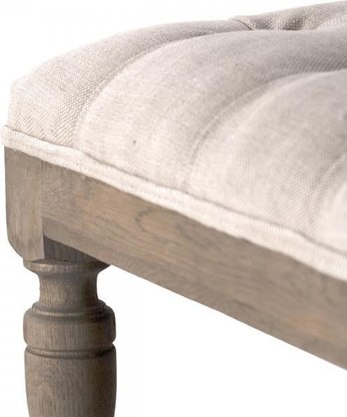 Traditional Linen And Oak Ottoman