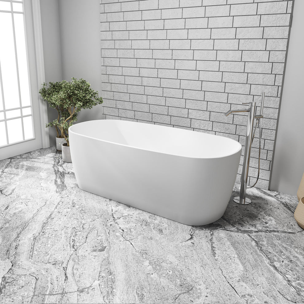 Azagra Soaking Bathtub, Matte White Finish, 67" X 31.5"