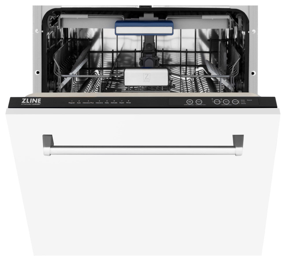ZLINE 24" Tall Tub Dishwasher, White Matte With Stainless Steel Tub DWV-WM-24
