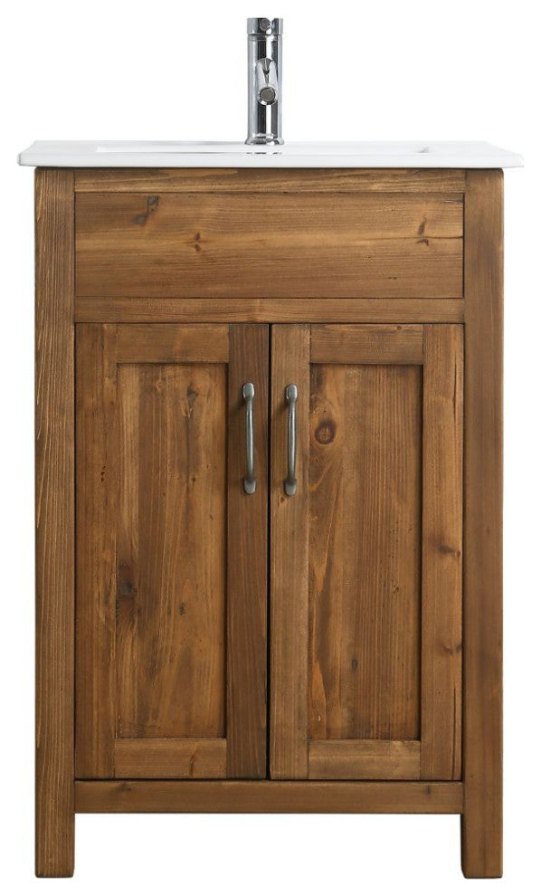 Design Element Bryson 24" Reclaimed Wood Single Sink Bathroom Vanity In Walnut