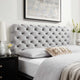 Tufted Headboard, Twin Size, Velvet, Light Gray, Modern Contemporary