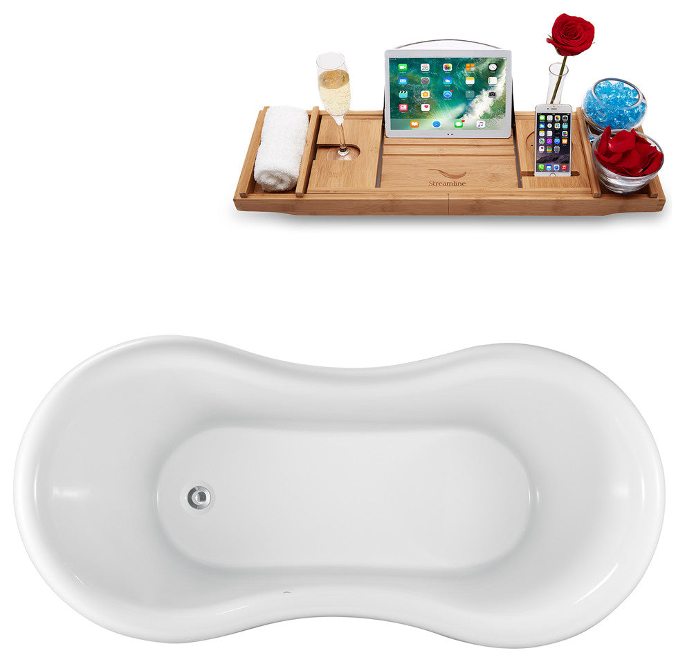 62" Red Clawfoot Tub and Tray, Chrome Feet, Chrome Internal Drain