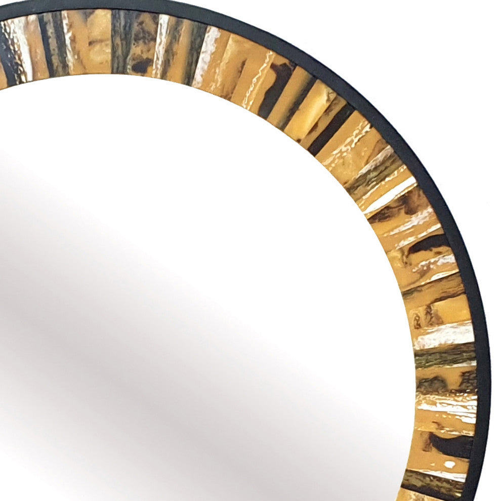 Benzara BM285530 32" Accent Wall Mirror, Round Metal Frame