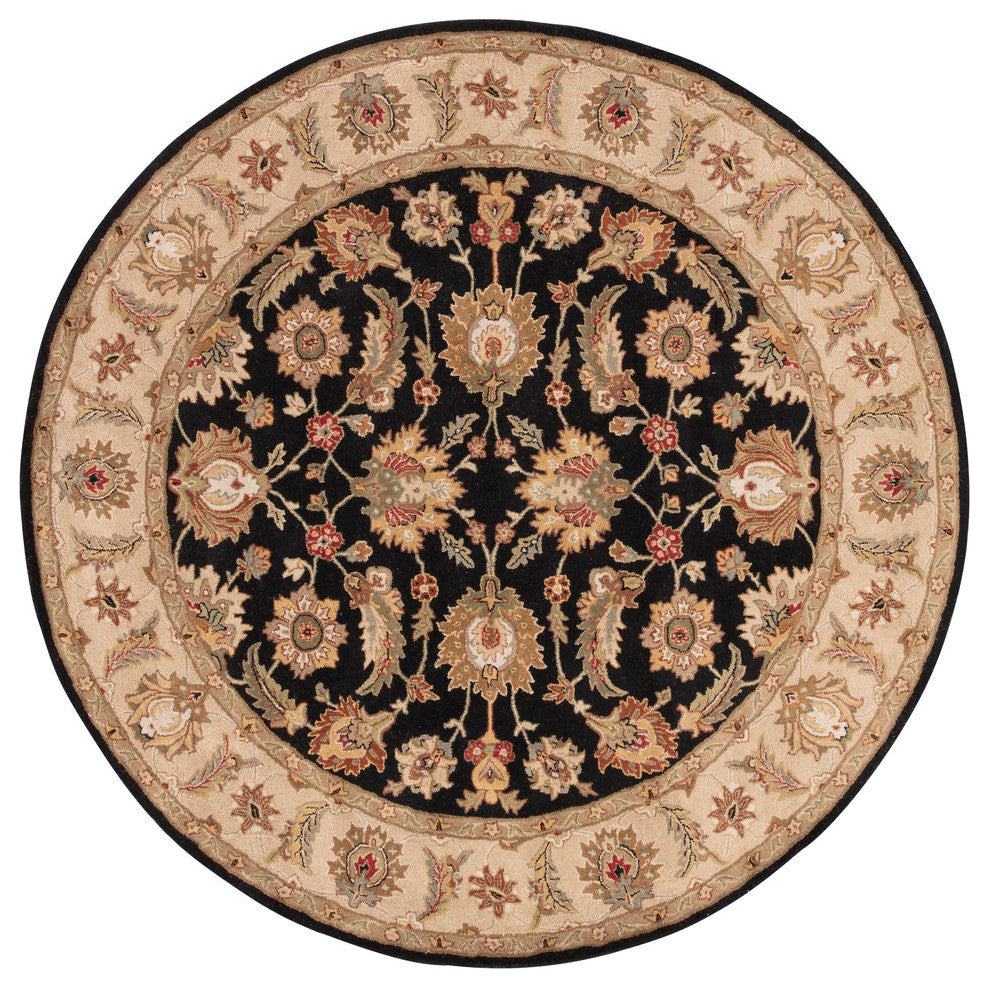 Jaipur Living Selene Handmade Floral Black/Beige Area Rug, 10' Round