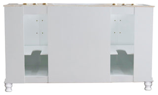 62" Double Sink Vanity Antique White Finish, White Marble Top