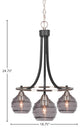 Paramount 3-Light Chandelier, Matte Black & Brushed Nickel, 6" Smoke Ribbed