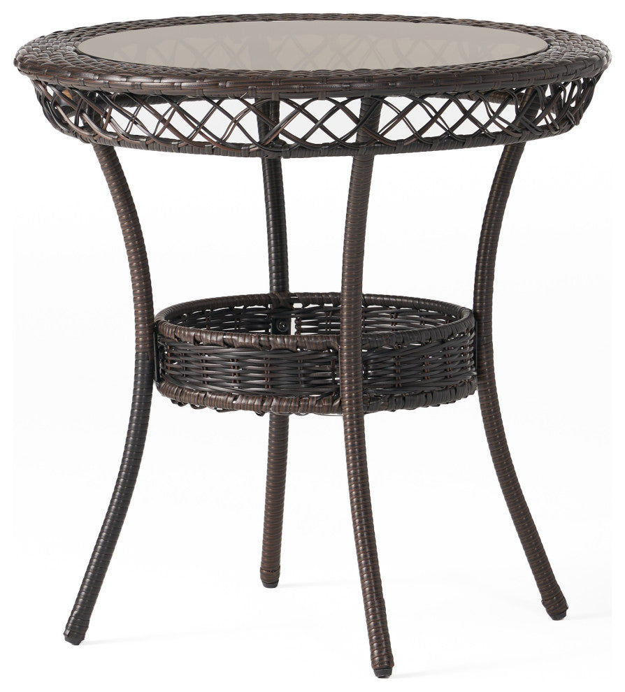 GDF Studio 3-Piece Brooklyn Outdoor Multibrown Wicker Bistro Set