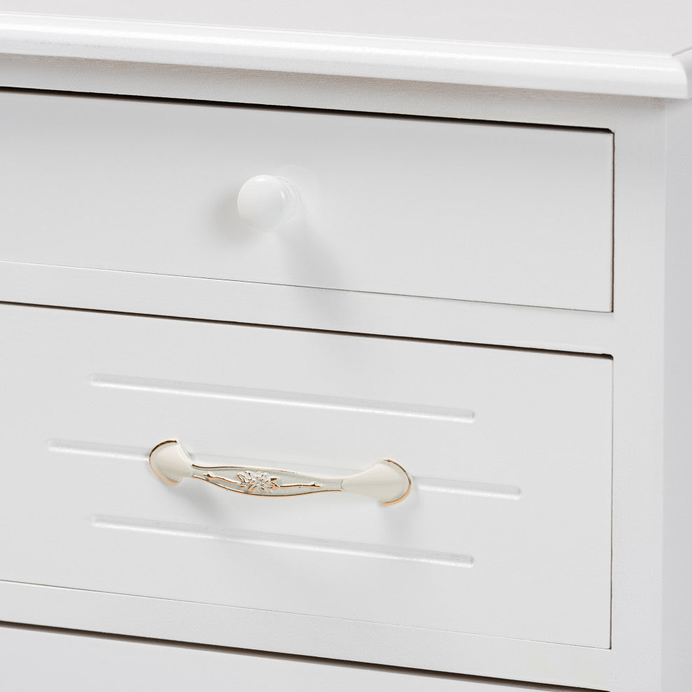 Berat Traditional White 3-Drawer Nightstand