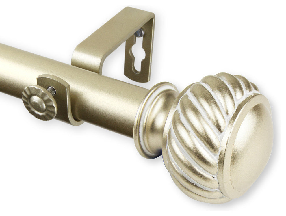 Cruller 1" Curtain Rod, Black, Gold, 120"-170"