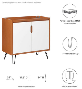 Energize 36" Bathroom Vanity Cabinet, Cherry White