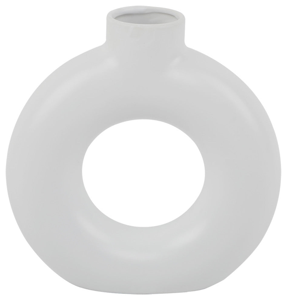 8" Circular Donut Ceramic Vase