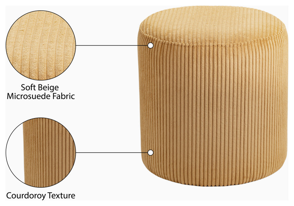 Roy Microsuede Fabric Upholsetered Ottoman/Stool, Yellow, Round