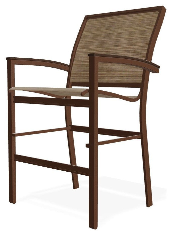Bazza Sling Balcony Height Stackable Outdoor Stool, Bark/Kona