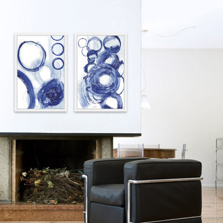 Painted Blue Circles Diptych, 60x45
