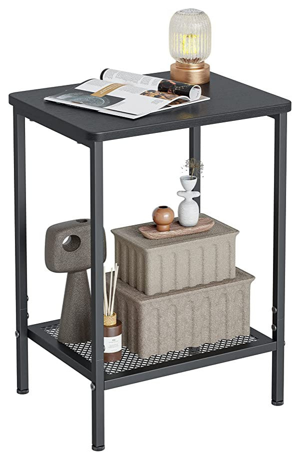 2-Tier Small Side Table with Shelf, Sofa Table for Living Room