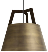 Imber 17, Pendant, E26 Diffuser, Rigid Stem Suspension, Dark Stained Walnut, Distressed Brass