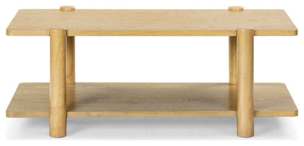 Safavieh Couture Edisyn 2 Shelf Wood Coffee Table, Natural