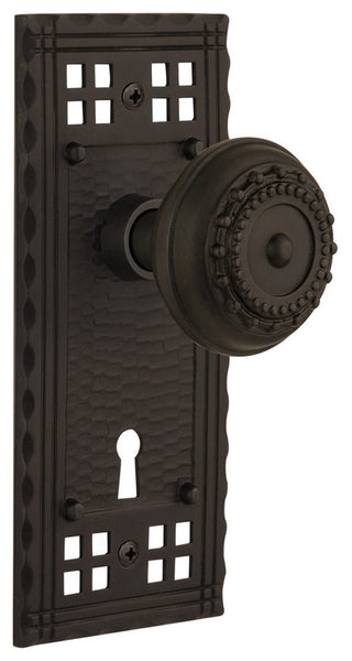 Single Craftsman Plate With Meadows Knob, Oil-Rubbed Bronze