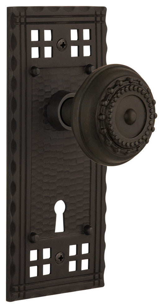 Single Craftsman Plate With Meadows Knob, Oil-Rubbed Bronze