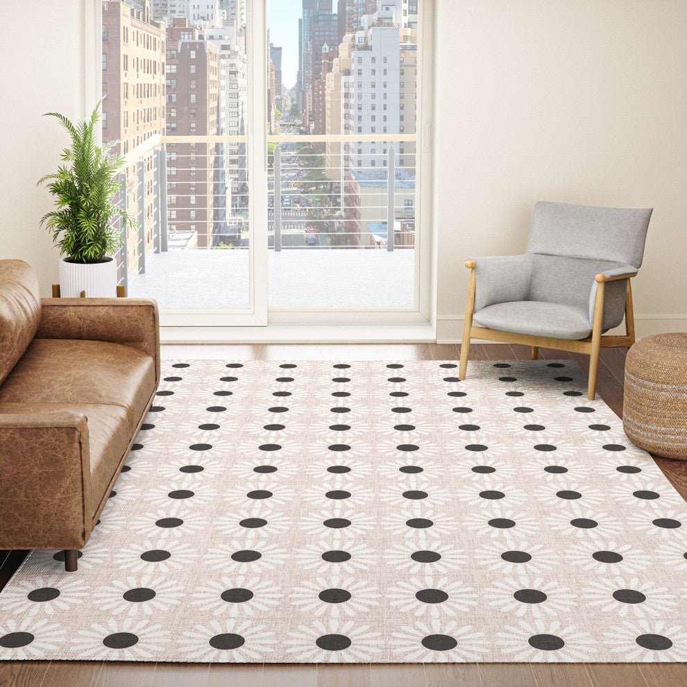 Schatzi Brown Retro Jumbo Daisy Neutral Area Rug