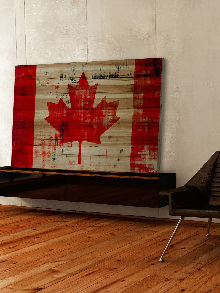 "Great North" Print on Natural Pine Wood, 60"x40"