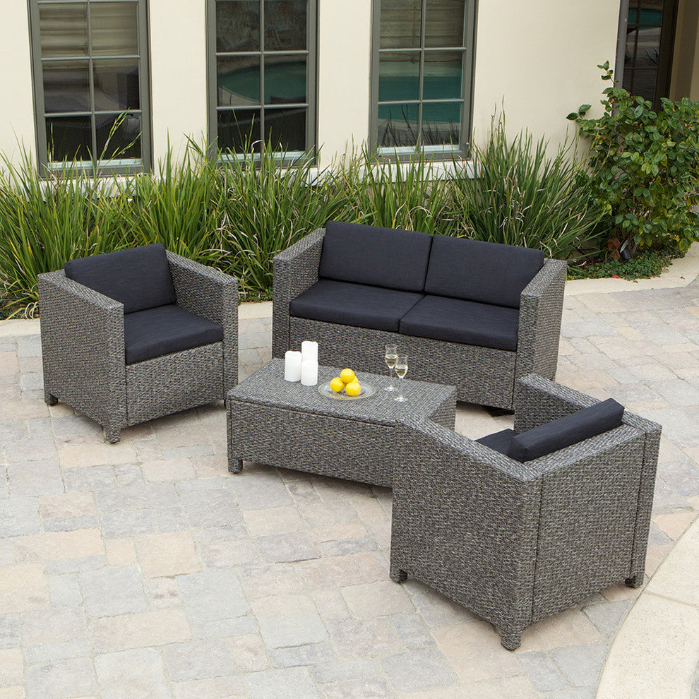 GDF Studio Venice Outdoor 4-Piece Wicker Sofa Set