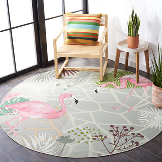 Safavieh Barbados Collection Indoor-Outdoor BAR551 Rug, Grey/Pink, 8' Round