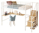 Gewnee Twin Loft Bed with Desk and Storage Wardrobe