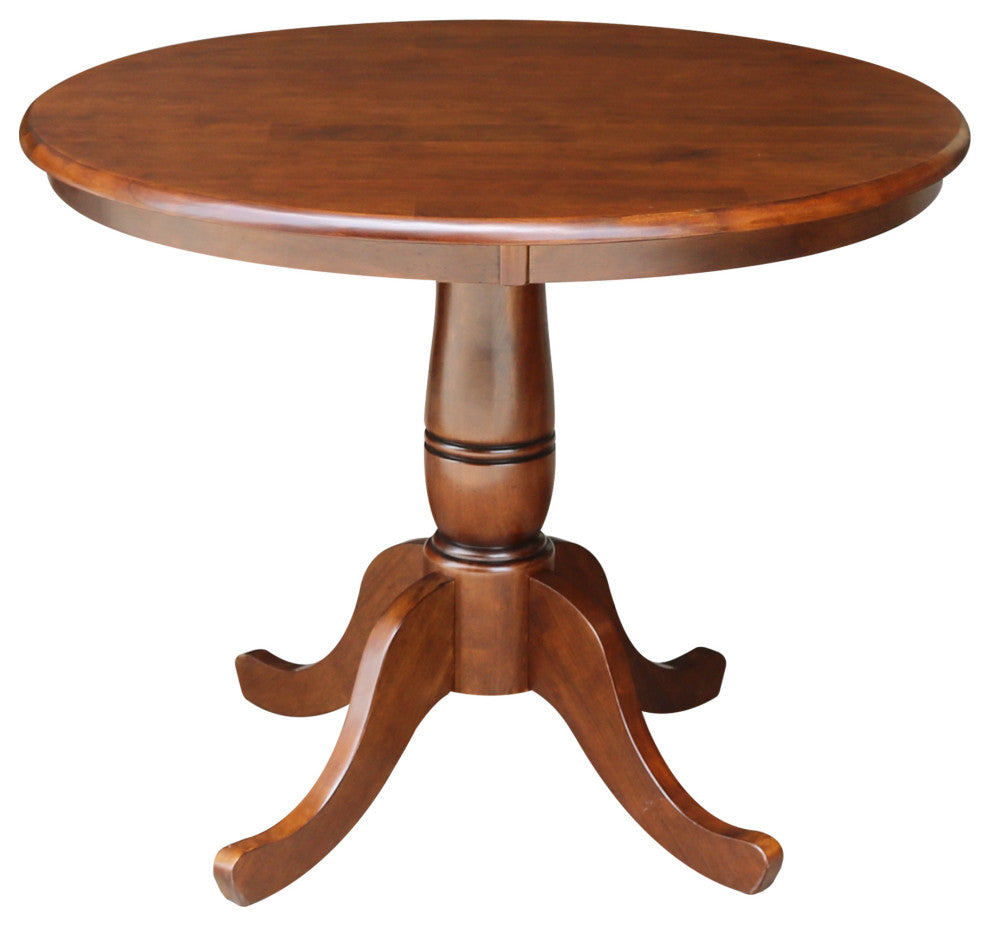 Round Top Pedestal Table, Espresso, 36 Inch Round